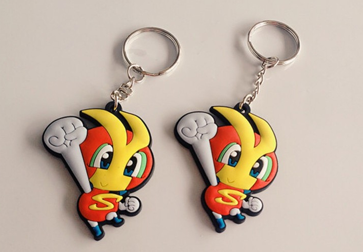 Double Sided Rubber Name Keychains , Custom Shaped Rubber Keychains Nickel Free