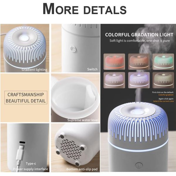 New USB Mini Portable Air Freshener Fragrance Aroma Perfume Essential Oil Humidifier Diffuser With 7 Colors Light for Car