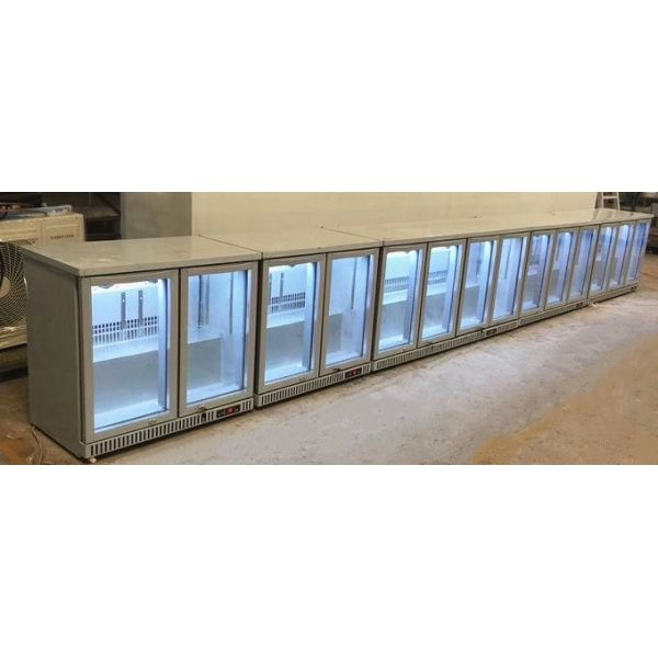 Stainless Steel Swing 4 Doors Cold Drink Cooler/ Under Counter Bar Refrigerator, Built-in Glass Door Back bar Cooler