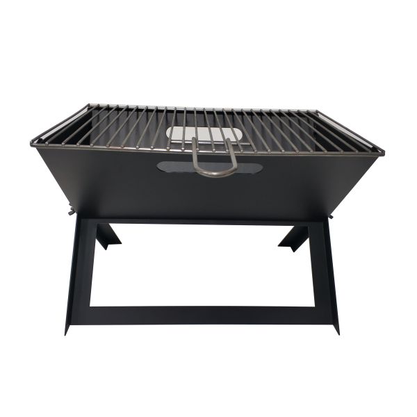 Black Carbon Steel 1.0mm Foldable Charcoal BBQ Grill With Grid