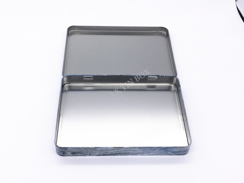 3d Embossed Metal Rectangular Tin Box With Hinged Lid , Rectangular Cookie Tins