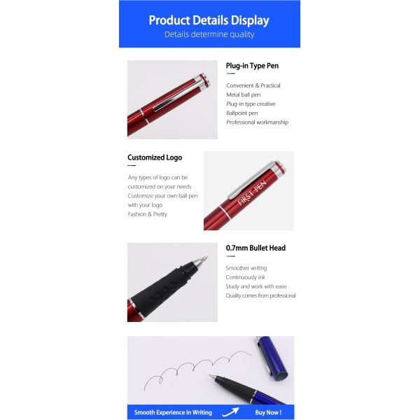 Bullet Tip Metal Roller Ball Pen With Cap 0.7mm Multiple Colors Roller Pen