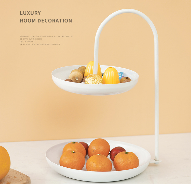 Anti Rust Double Tier 31cm Height Steel Fruit Basket