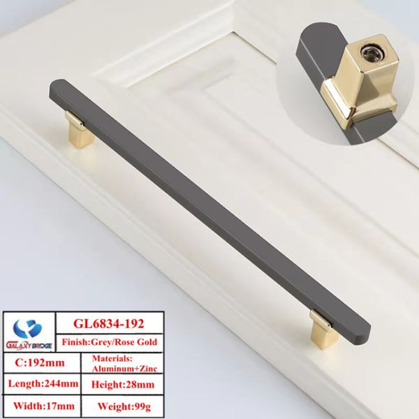 Rose Gold  Kitchen Knobs and Handles Kitchen cabinet pulls and handles 192mm Aluminum Door pulls