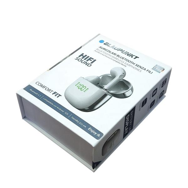 Portable Wireless Bluetooth Earphone Packaging Box , Luxury Magnet Paper Box With Sponge Insert