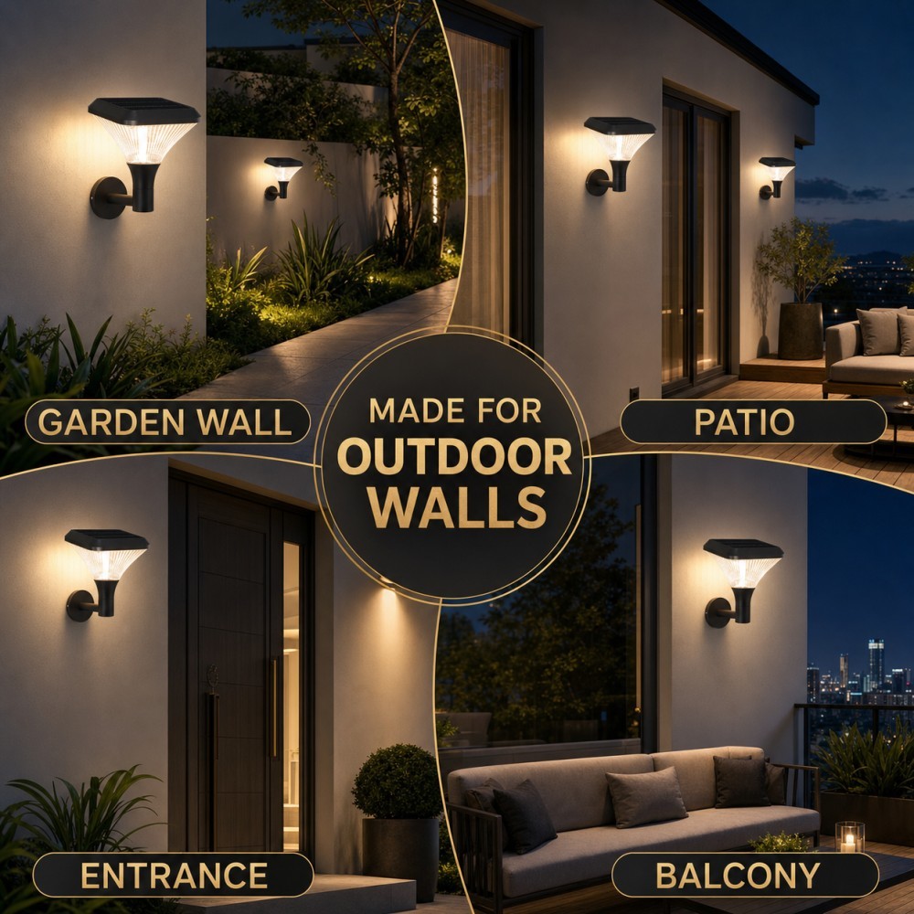 Solar Outdoor Wall Light IP65 Waterproof LED Sconce for Garden Patio Villa Porch Lighting