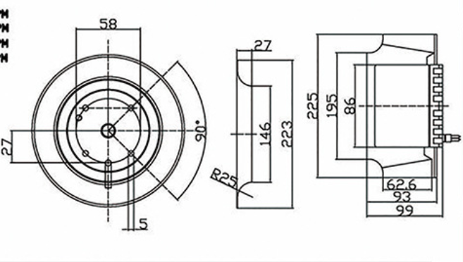 225mm 2800 RPM High Airflow Case Fans Large Airfolw For Air Cleaner