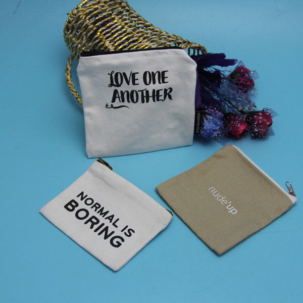 12oz Portable Cosmetic Zipper Bag Canvas Material Wear Resistant For Ladies