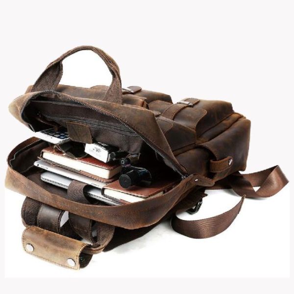 Перемещения Cowhide первого слоя людей рюкзак ретро