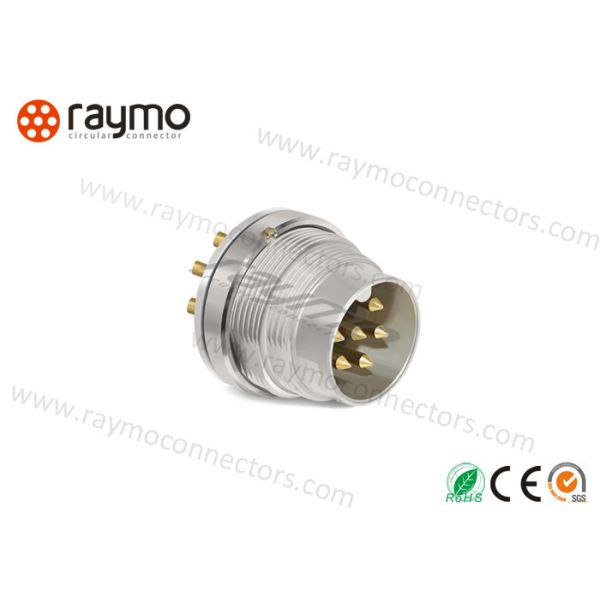 Front Fixed Mounted Plug Threaded Electrical Connector, Metal Circular Connector