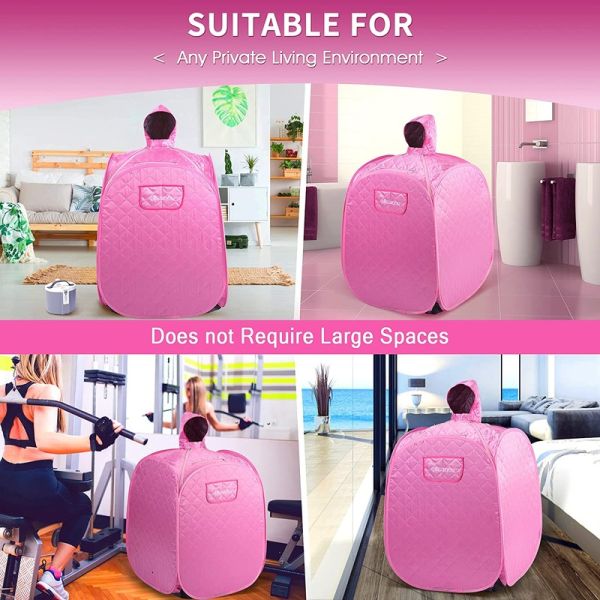 Lady Pink Portable Steam Personal European Women's Favorite Saunas Home Computer Control Panel For Detox Full Body Sauna Room With Chair