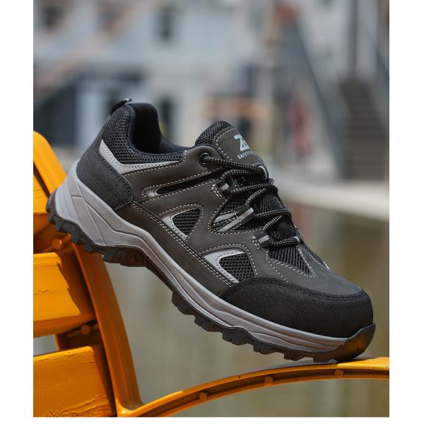 Soles intermédiaires anti-poignardement en Kevlar, orteils en acier noir, microfibre volante, chaussures de travail tricotées pour la sécurité industrielle