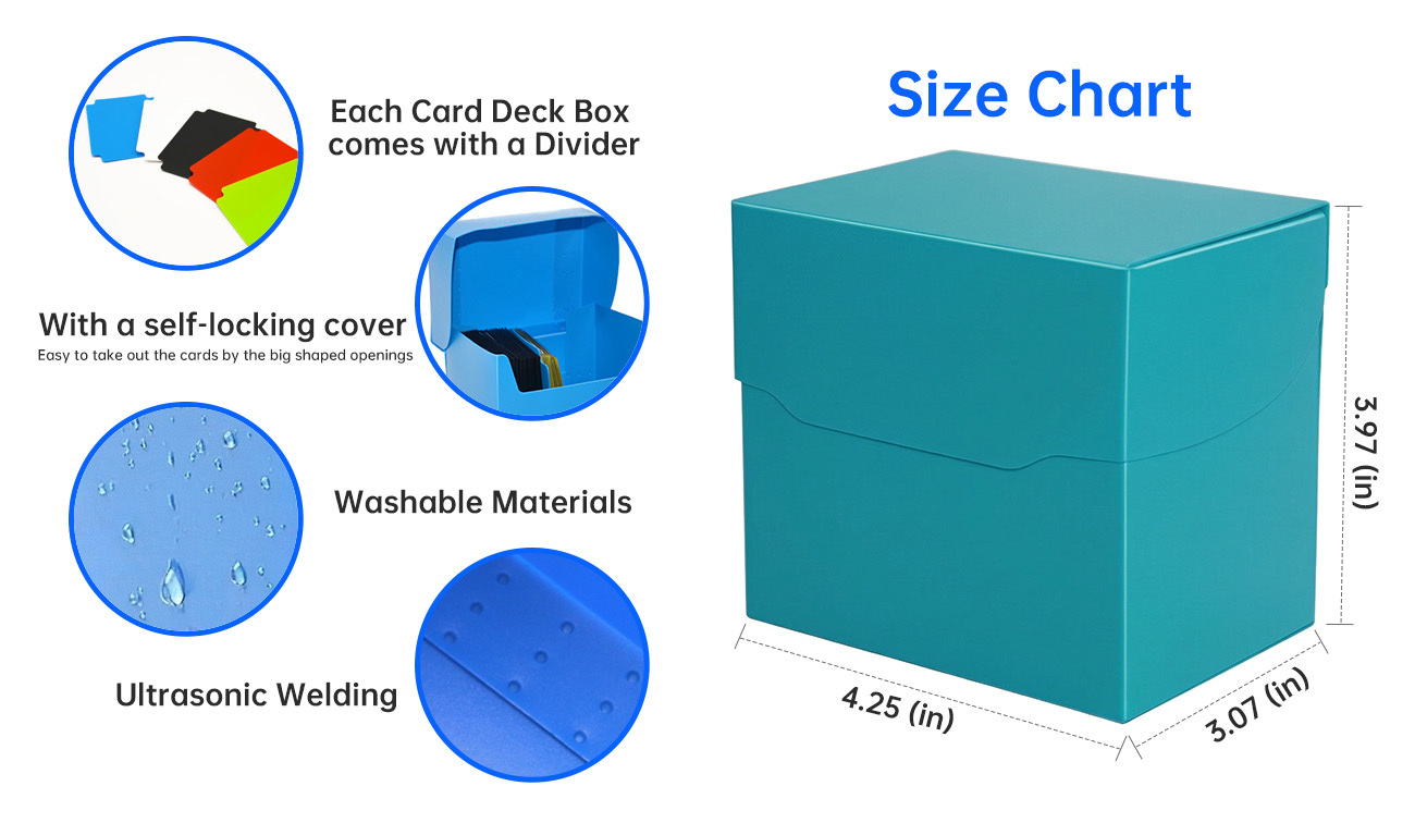 4.25 Inch Plastic Deck Box 160 Cards PT CG Baseball Card Organizer