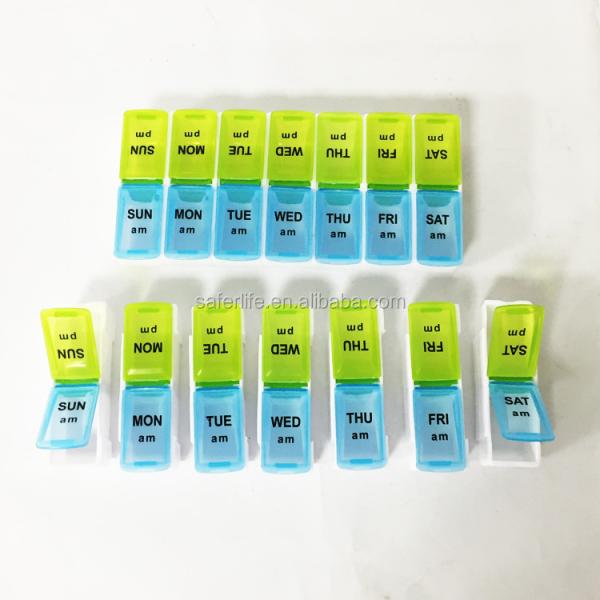 Detachable  Plastic weekly 14 cases medicine pill box case storage Organizer Dispenser 7 days planner  black white day night