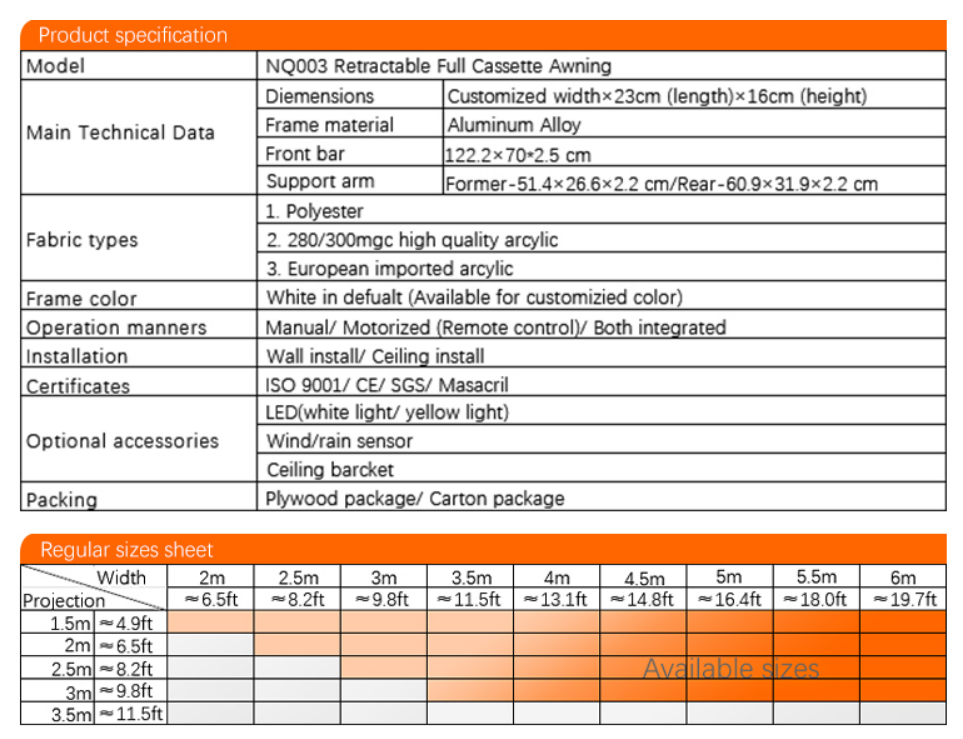Anthracite Grey Motorized Full Cassette Retractable Awnings Aluminum Frame