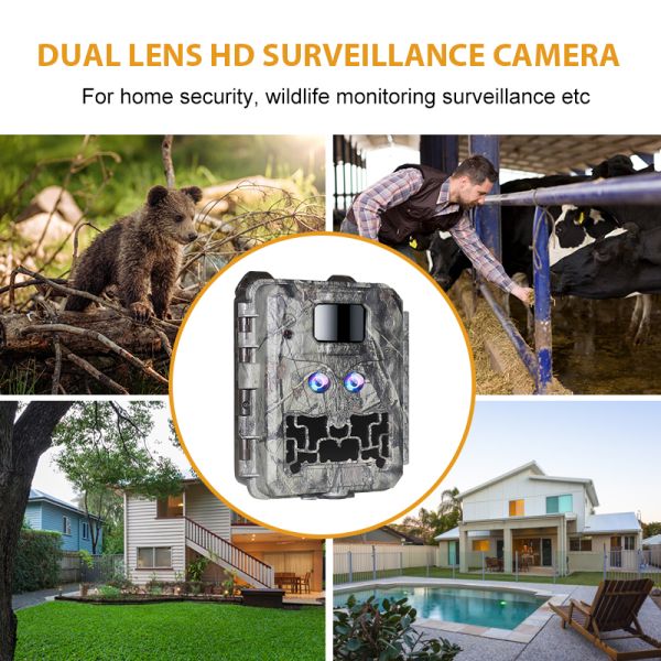 30MP Dual Lens Wildlife Hunting Camera 1080P Night Vision IP67