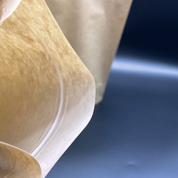 Blank Brown Biodegradable Kraft Stand Up Pouch With Ziplock 140um Thickness