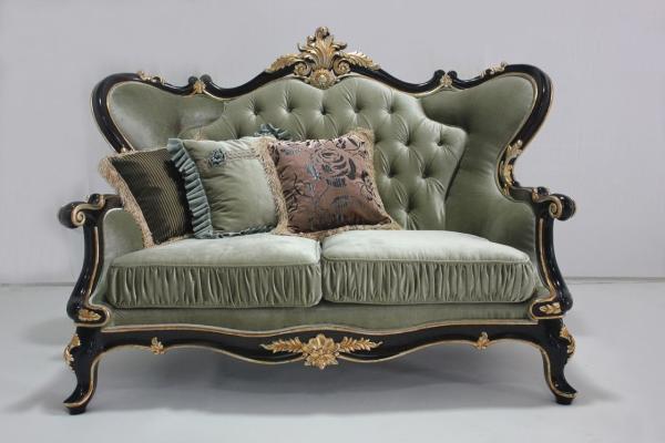 Cyan OEM Tufted Velvet Sectional Wooden Classic Sofa Set Living Room 2 Seat