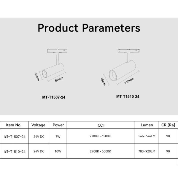 24VDC Centralized Magnetic Track Light 10W 2700-6500K Low Voltage Track Light Magnetic