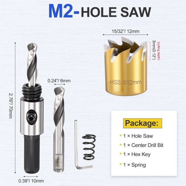 HSS6542 12mm HSS Hole Saw With Fully Ground For Metal Plate