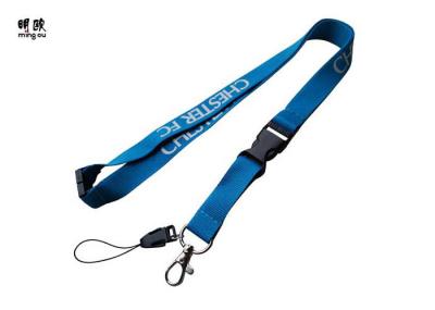 Custom Cell Phone Lanyard With Cute Phone Buckle , Blue Security Badge Lanyards