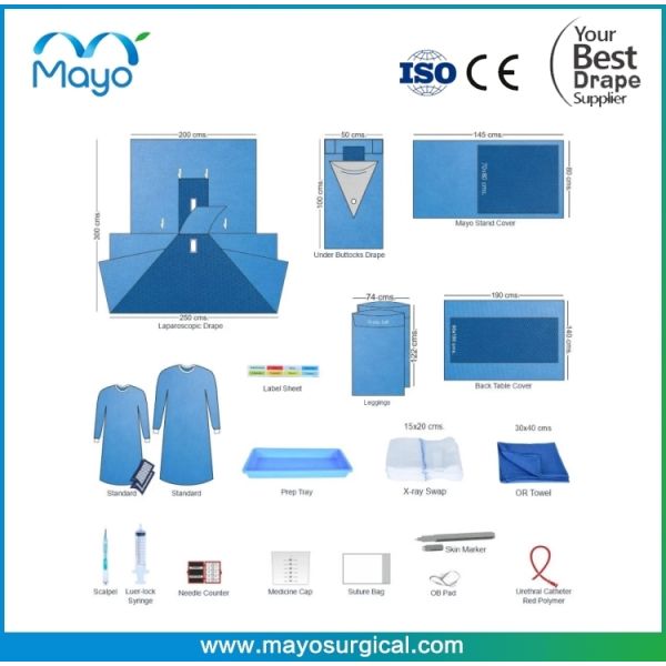 Lap Drape Surgical Sterile Laparoscopy Surgical Pack with Lap Sponges
