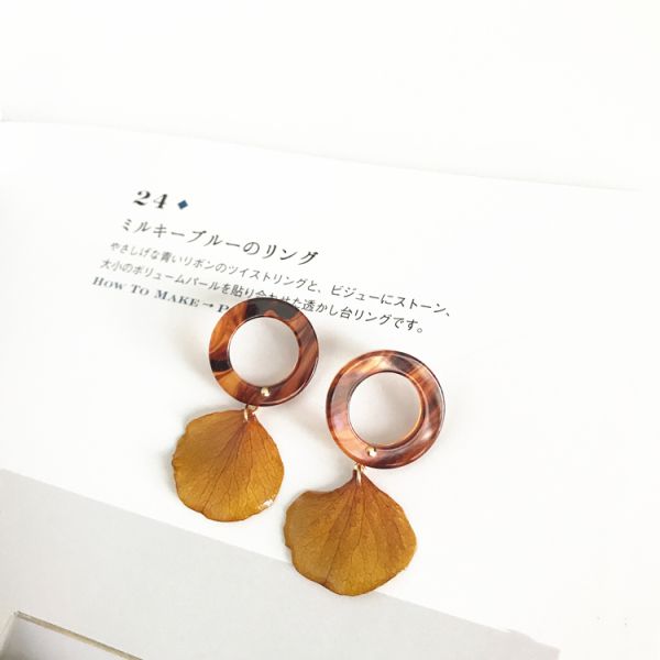 Korea Style Women Elegant Crystal Rhinestone Ear Stud Dry Ginkgo Leaves Cheap Silver Earring