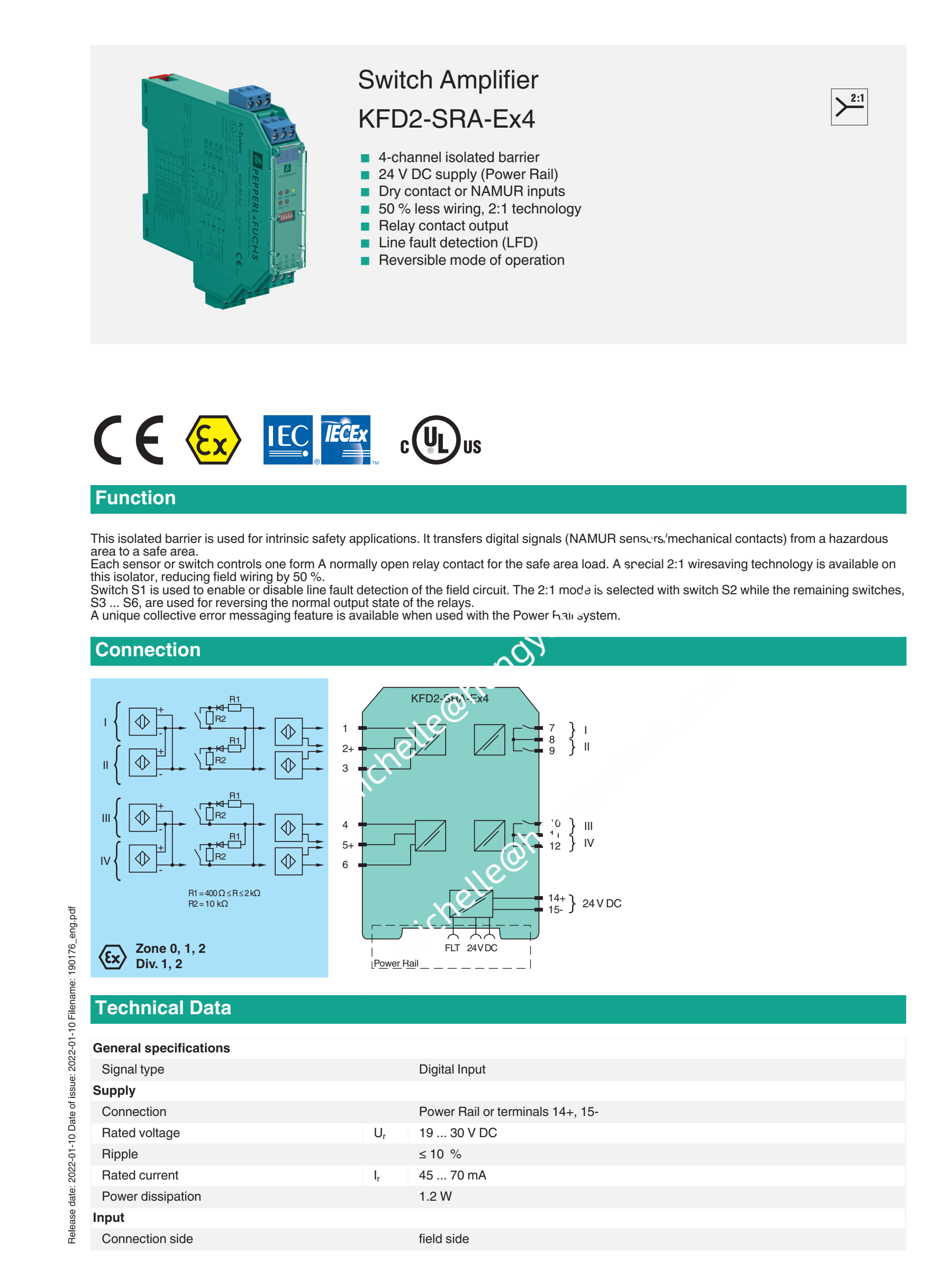 PEPPERL+FUCHS Intrinsic Safety Barrier Switch Amplifier KFD2-ST3-Ex1.LB Zener Barrier Safety Isolator