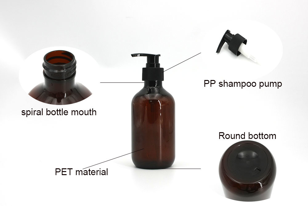 бутылка шампуня 121mm 280ml 480ml прозрачная янтарная