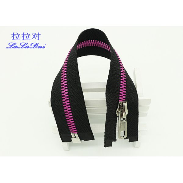 Auto Locking Slider Two Way Open Ended Zip , Novelty 2 Way Separating Zipper Metal  For Hoodies / Cardigan