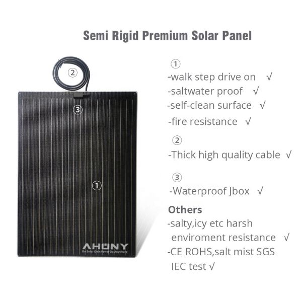 Монокристаллические полужесткие солнечные батареи 120 Вт