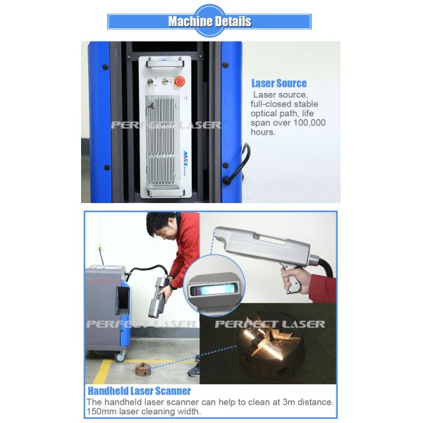 машина лазера удаления ржавчины уборщика лазера волокна 100w очищая для алюминия утюга нержавеющего