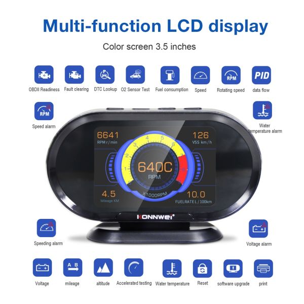 Дисплей датчика OBD спидометра FCC 12V 0.77W HUD CE