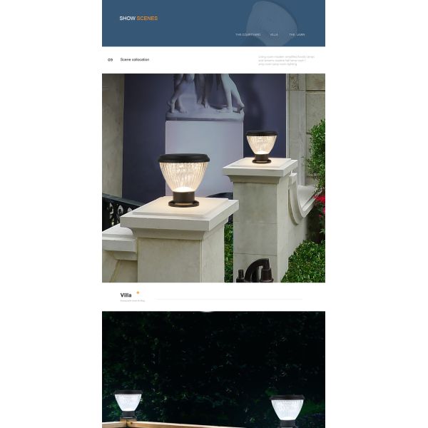 Solar Garden Lights Pillar Gate LED Light for Garden Landscape Courtyard Decoration
