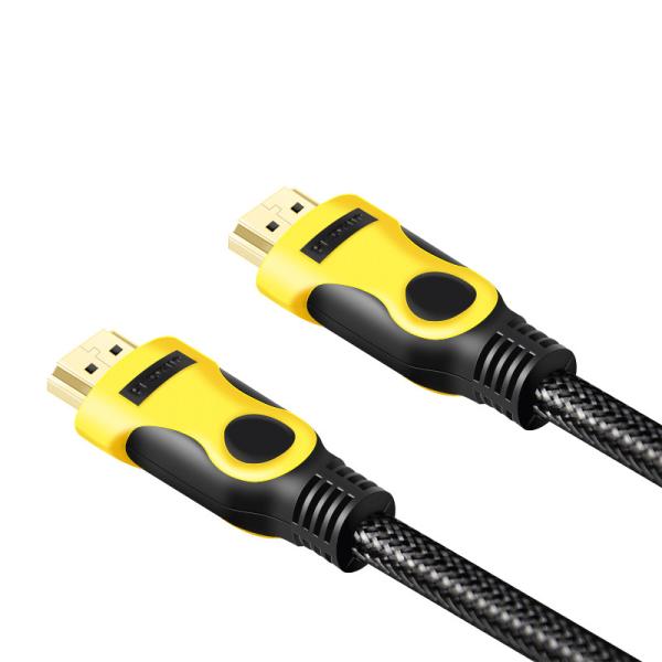 Durable Insulator Black yellow Pin Gold HDMI Cable 10FT NYLON HDMI 1.4 Cable For TV