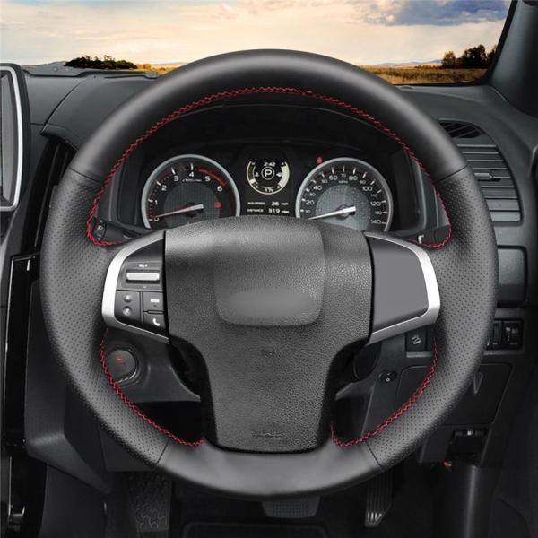 DIY vegan leather steering wheel cover for Holden Colorado Colorado 7 Trailblazer handstitching steering wheel cover