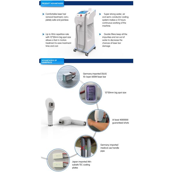 2018 hot selling big spot size 808nm diode laser hair removal system machine