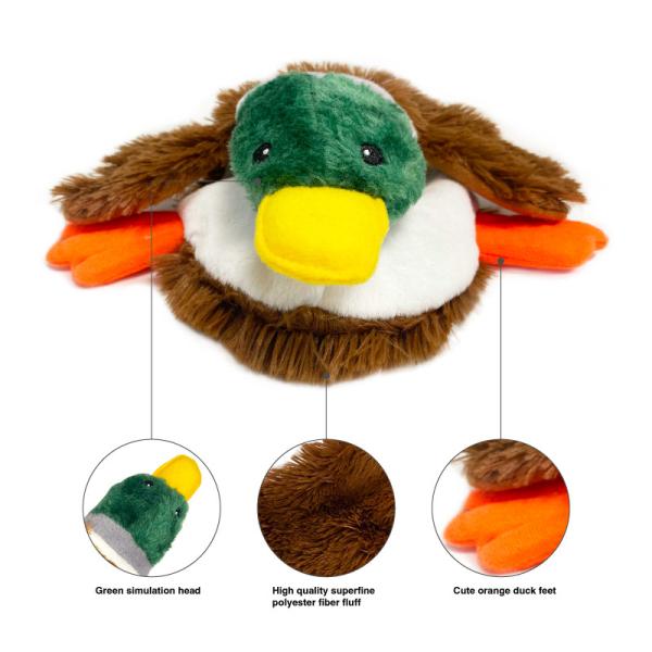 Jouets en peluche doux pour chien, canard sauvage, chiot, interactifs, sans rembourrage, couinants