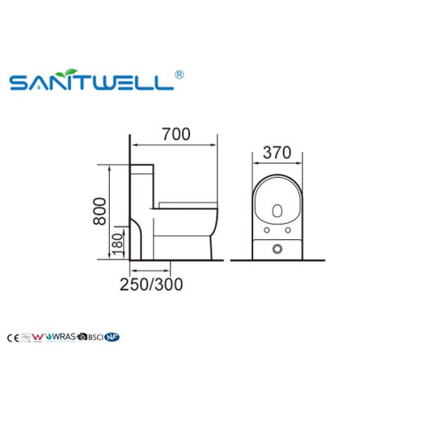 CE Approved Gold Ceramic Toilet SWC1411 780*380*750 Mm Dual Flush Washdown
