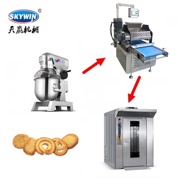 Commercial 400mm Cookies Biscuit Making Machine Wire Cutting And Depositing By PLC Control