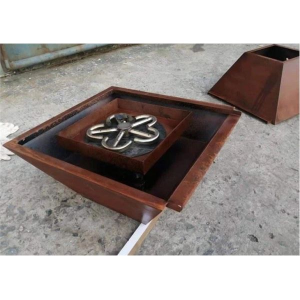 Swimming Pool Low Smoke Corten Steel Gas Fire Water Bowl Water Features
