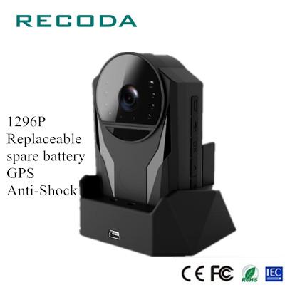 Anti Shock Body Worn Video Camera 1296P Replaceable Spare Battery 130 Degree Lens Angle