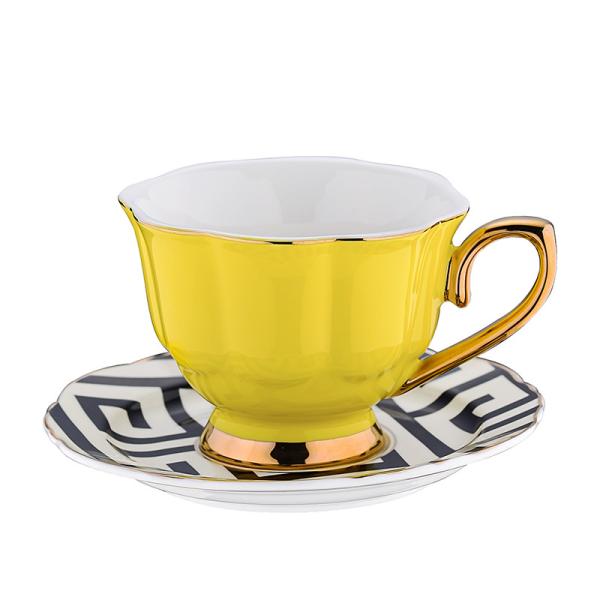 240ml Ceramic Gold Rim Porcelain Turkish Coffee Cups Tea Set Of 6
