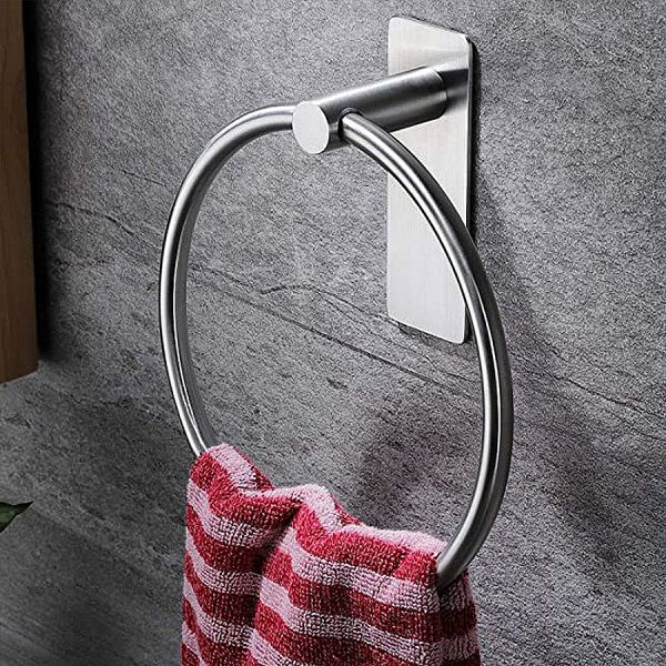 Brushed Bathroom Kitchen Accessories Wall Hanging Towel Ring Max 20KG Capacity