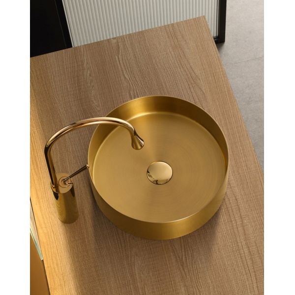 Gold Basin Bathroom Stainless Steel Sink , Combo Artistic Vessel Sink Washing Bowl Set