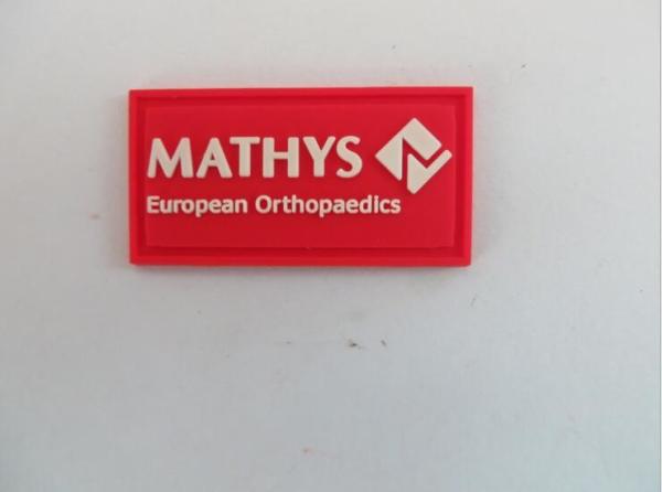 Cool Black Green Red 3d Embossed Logo PVC Patches For Clothing Garment , For MATHYS European Orthopaedics