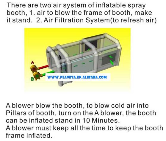Silver Protable Inflatable Spray Paint Booth 8x4x3m / Mobile Car Painting Station