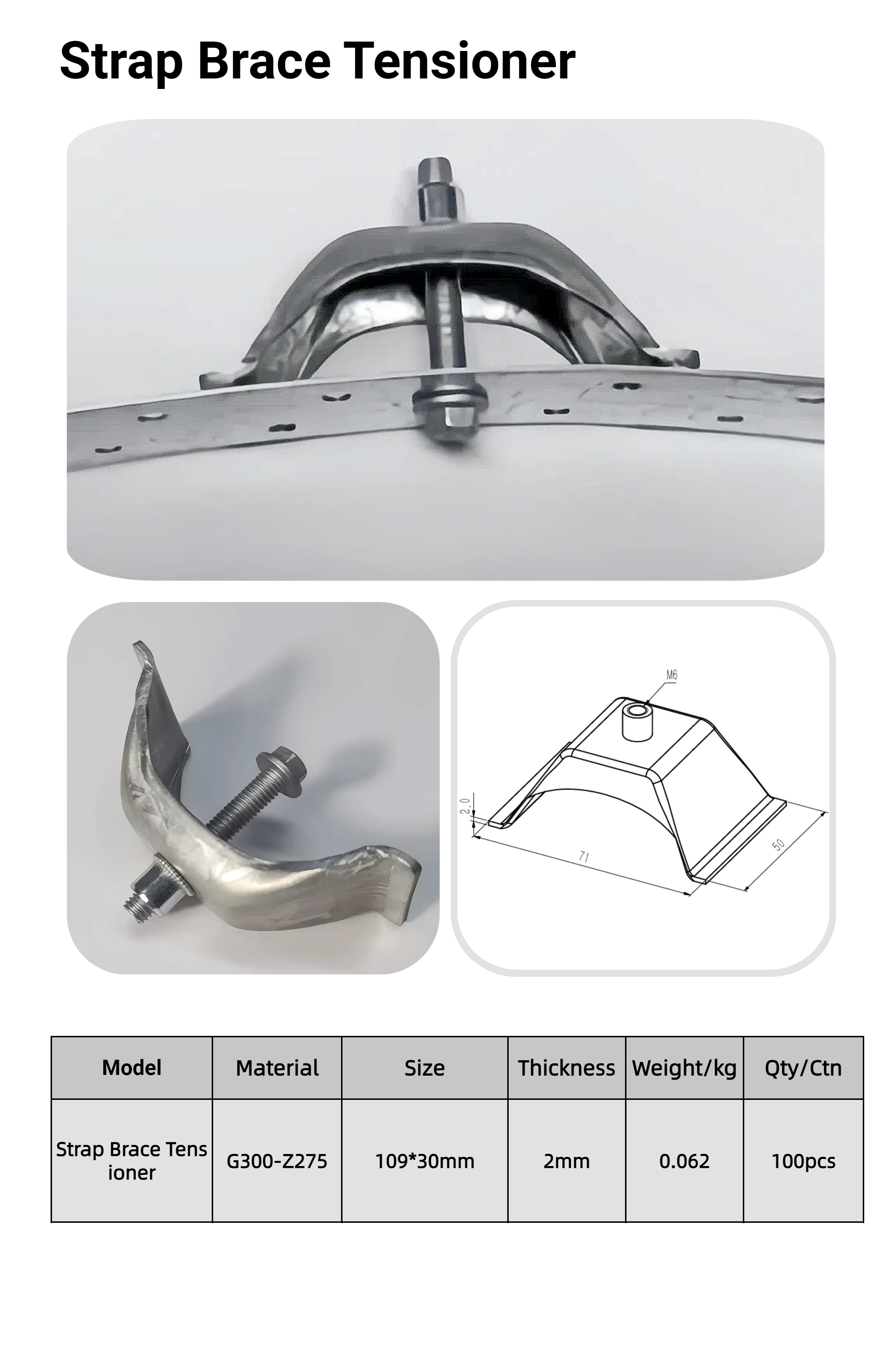 G300-Z275 Galvanized Steel Strap Brace Tensioner 109*30mm for Timber Frame Construction
