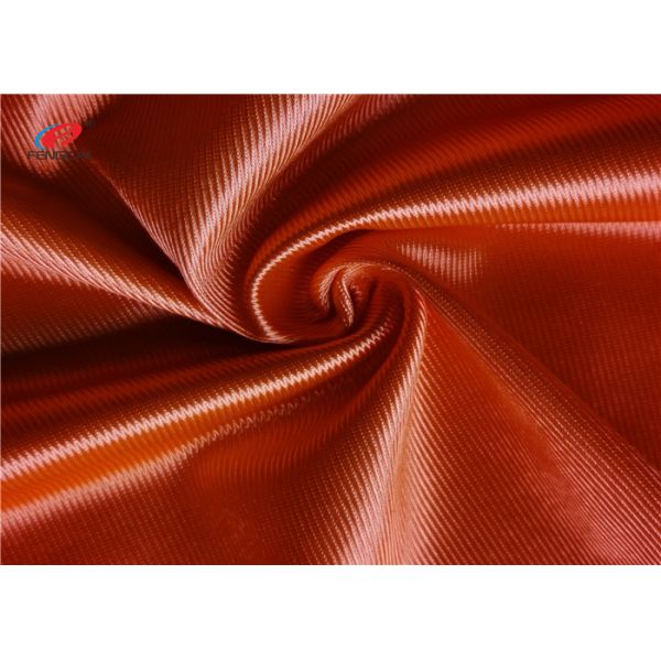 Orange 100% Polyester Tricot Knit Fabric Warp Dazzle Fabric For Sportswear