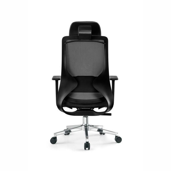 Adjustable Headrest Office Manager Chair Ergonomic Office Chair With Stainless Steel Backrest